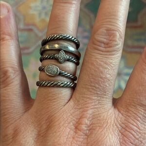 David Yurman Sterling Silver Twisted Ring Set